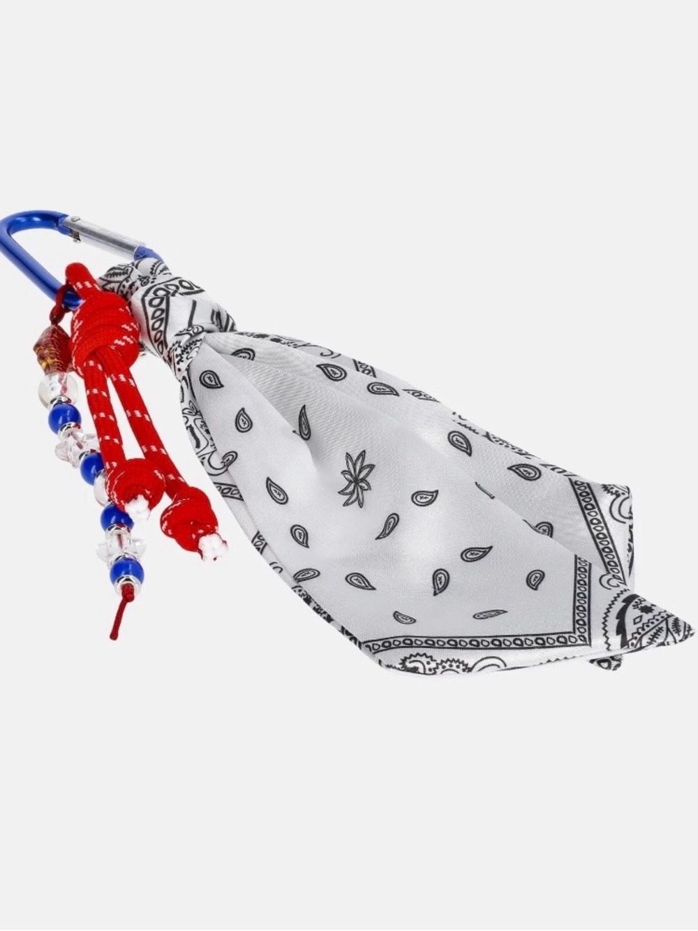 NWT Bag Charm White Bandana Face with Red Beaded Strap